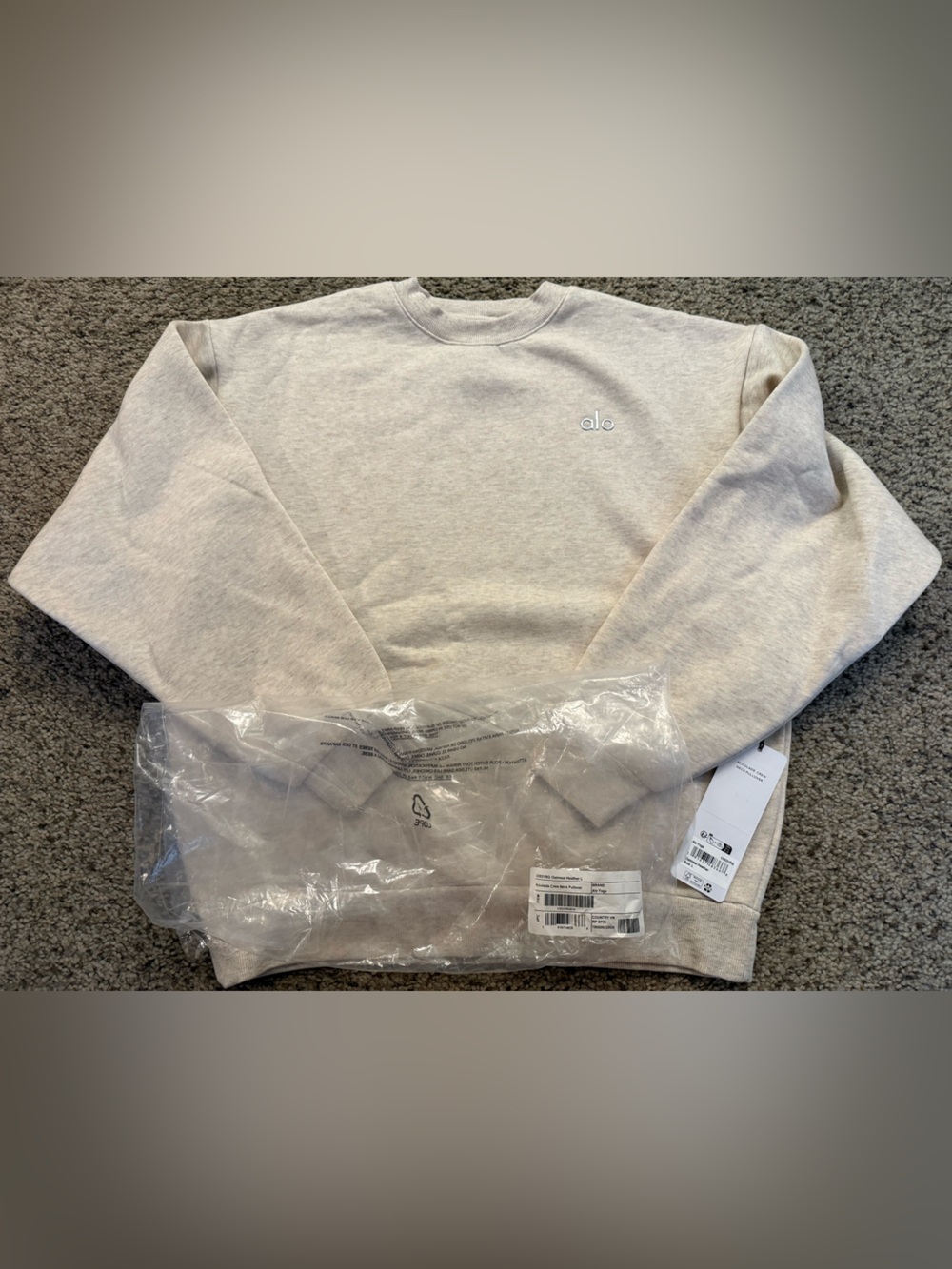 Alo Crewneck Sweater in Oatmeal Heather Large NWT